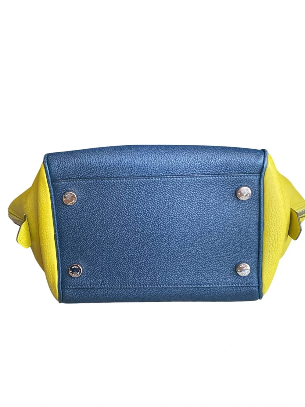 Louis Vuitton Custom Milaris Blue and Yellow Calfskin Top Handle Bag
